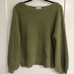 Size L Green Pink Lily Sweater